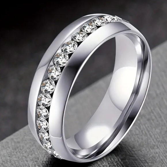 ✨ 6mm Silver Color Zircon Circle Stainless Steel Ring - Sleek Statement Piece ✨ - Picture 5 of 6
